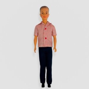Vintage 1960s Ideal Tammy's Dad Family Doll Figure M-13-2 Red Stripe Shirt/Jeans